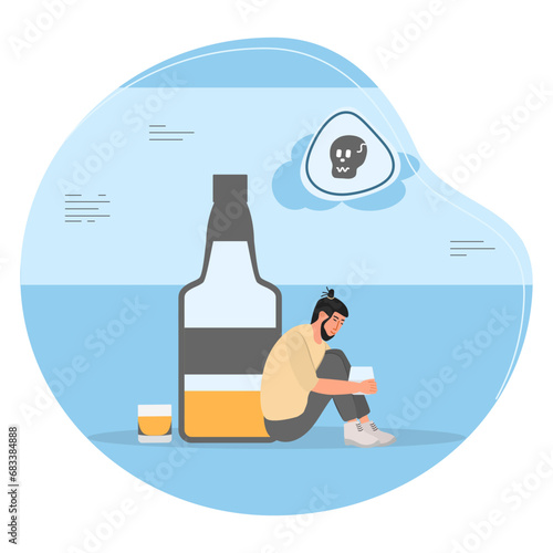 Alcohol addiction Alcoholism Vector Drunk Bottle