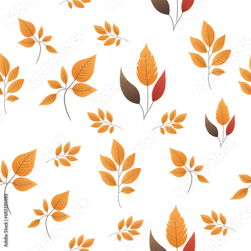 Autumn leaves seamless pattern vector illustration.