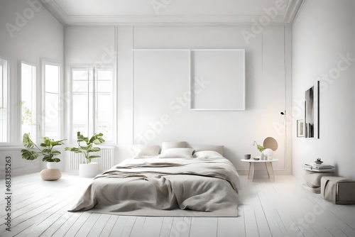 interior of a bedroom with a bed © Creative color