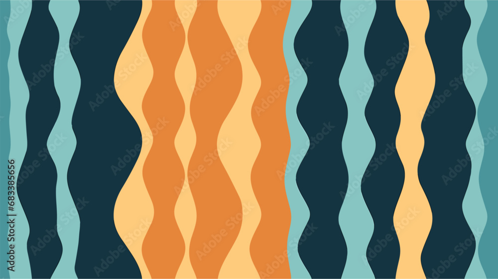 Background with color lines. The pattern is in the style of the seventies and sixties. Vector art work. Wave background. Seamless. Background with color lines. The pattern is in the style of the seventies and sixties. Vector art work. Wave background. Seamless.