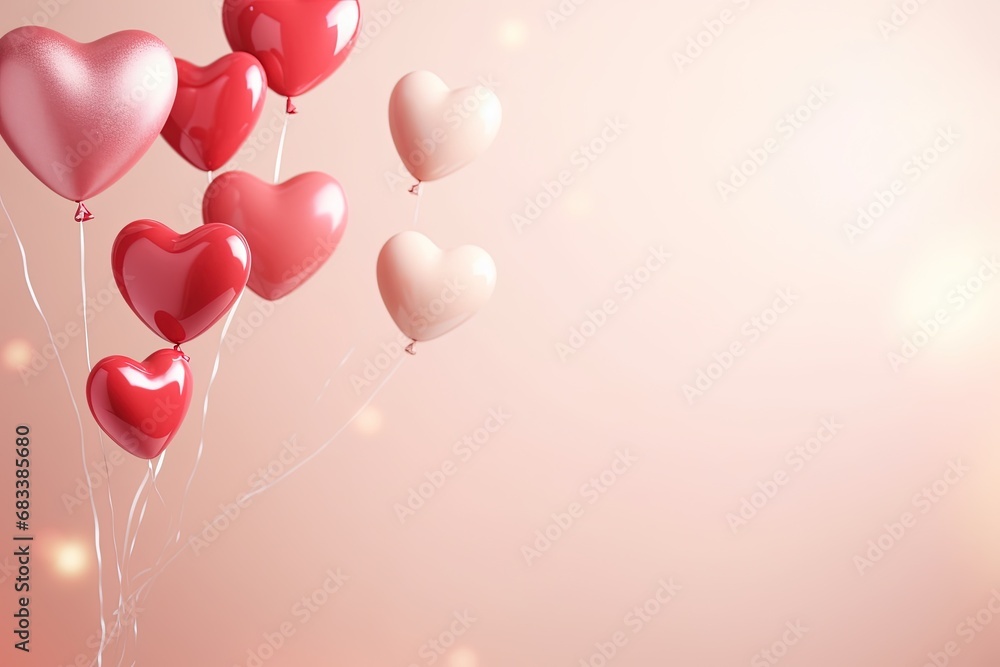 valentine day card with balloons hearts