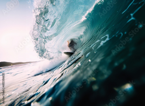 Brave surfer taking a wave - Digital illustration © David