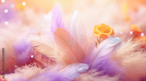 Beautiful Easter Abstract Background with Feathers