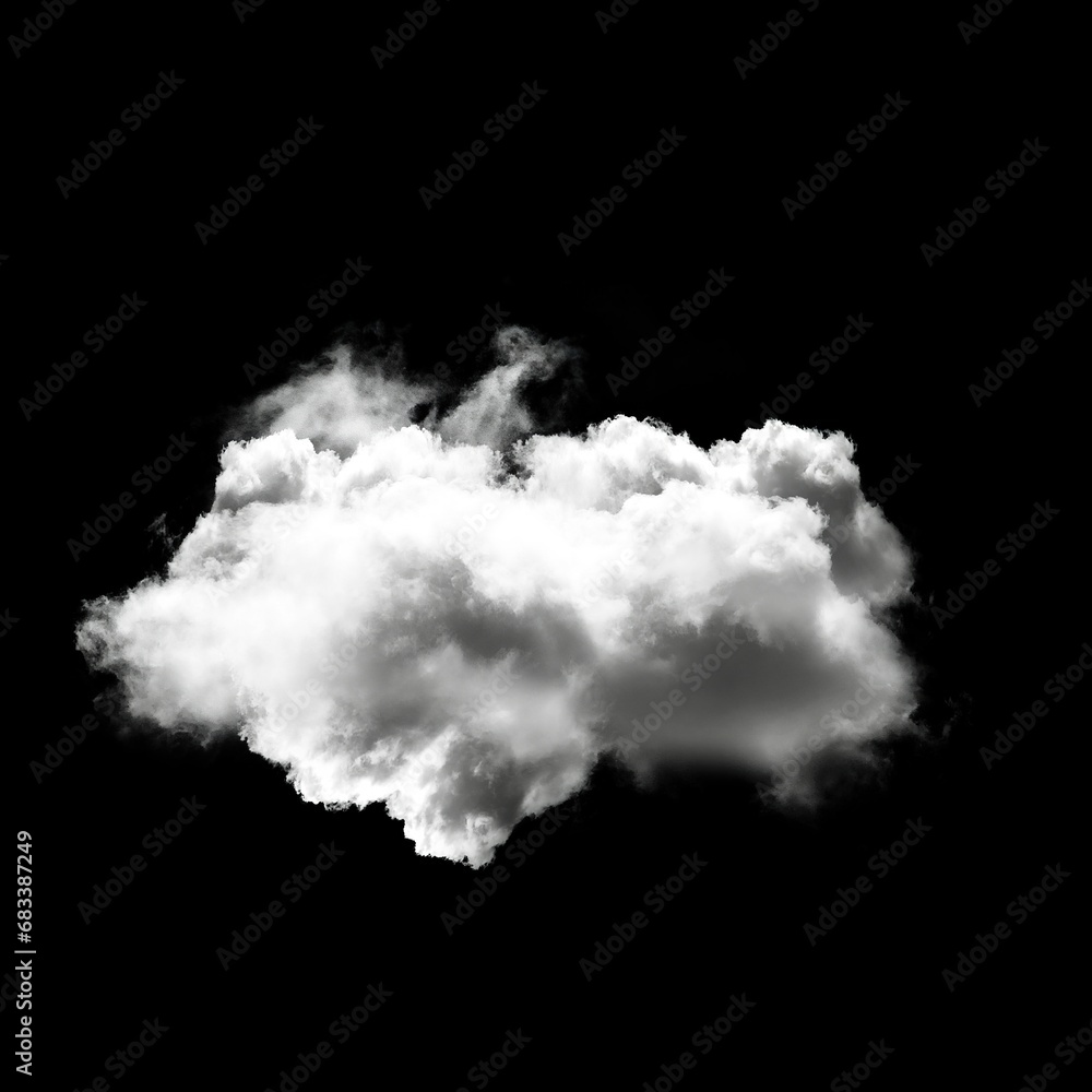 Single cloud isolated over black background, 3D illustration Single cloud isolated over black background, 3D illustration