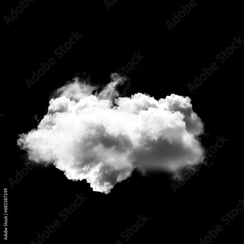 Single cloud isolated over black background, 3D illustration