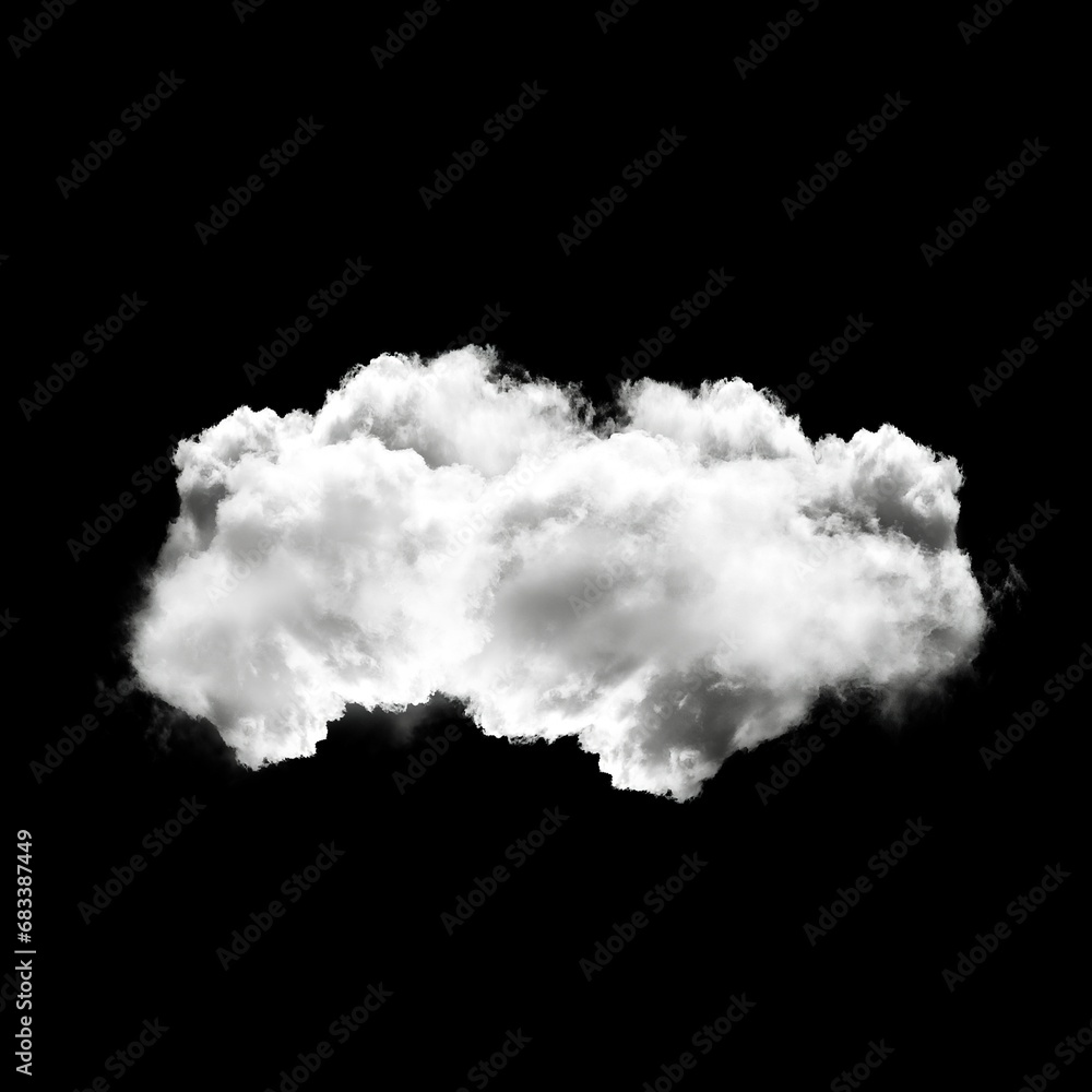 Single cloud isolated over black background, 3D illustration Single cloud isolated over black background, 3D illustration