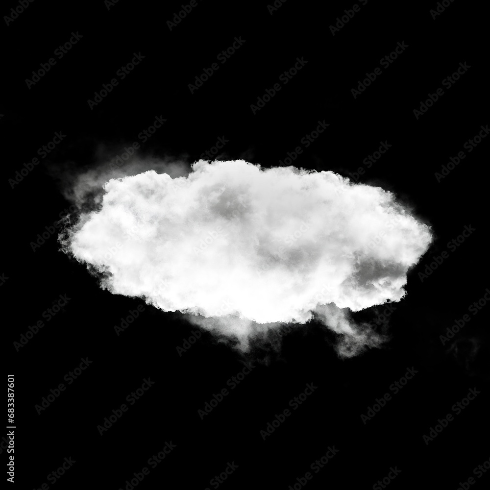 White cloud isolated over black background, 3D illustration White cloud isolated over black background, 3D illustration