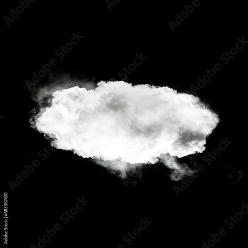 White cloud isolated over black background, 3D illustration