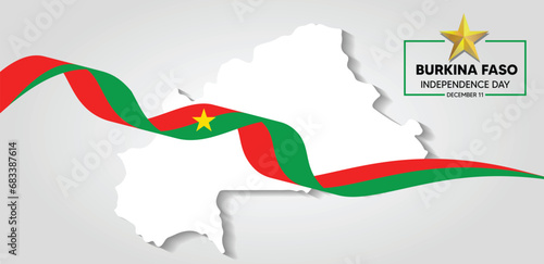 Burkina Faso Proclamation of Independence Day poster flag ribbon vector