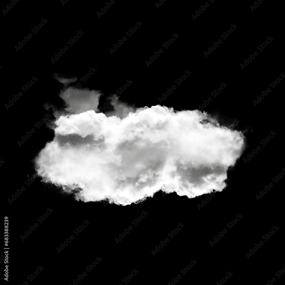 White cloud isolated over black background 3D illustration White cloud isolated over black background 3D illustration