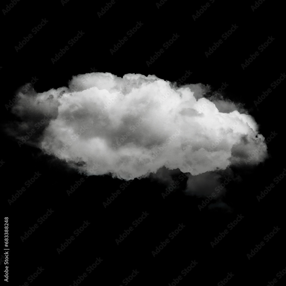 White cloud isolated over black background 3D illustration White cloud isolated over black background 3D illustration