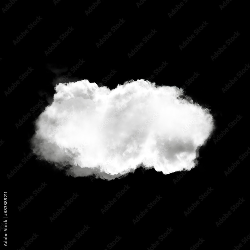 White cloud isolated over black background 3D illustration White cloud isolated over black background 3D illustration
