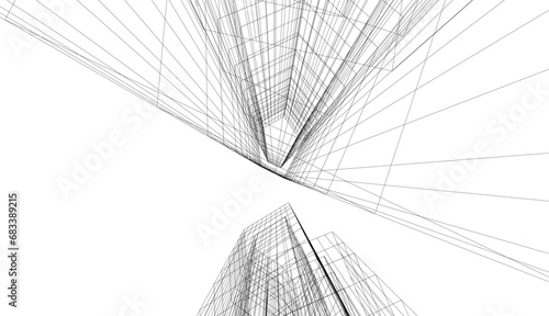 Abstract architecture building vector 3d illustration