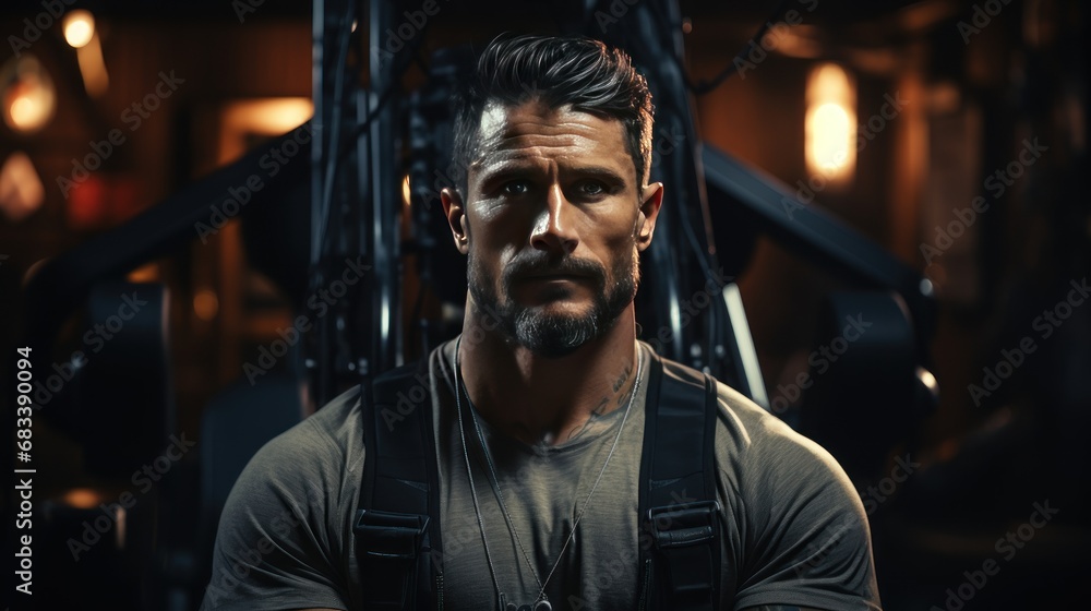 Athletic Man in Gym for Fitness Training Athletic Man in Gym for Fitness Training