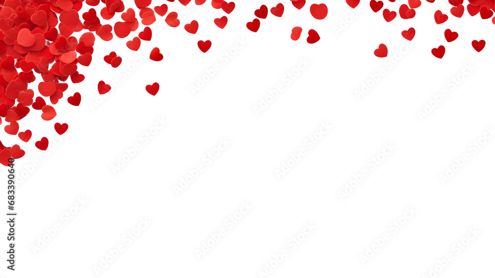 Elements for Valentines Day: Background of red hearts confetti for valentine or celebrations, Isolated on Transparent Background, PNG