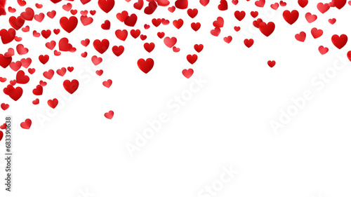 Valentines Day and celebrations: Red hearts confetti background as elements, Isolated on Transparent Background, PNG