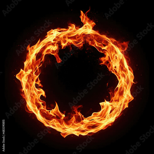 Ring of fire isolated on a black background.