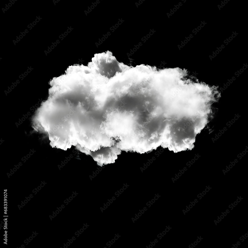 Single cloud isolated over black background, 3D illustration Single cloud isolated over black background, 3D illustration