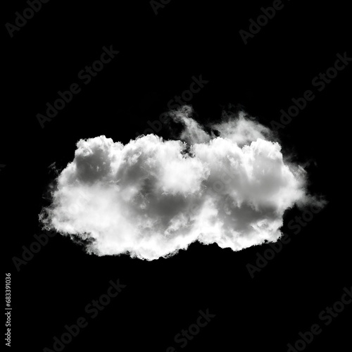 Single cloud isolated over black background, 3D illustration