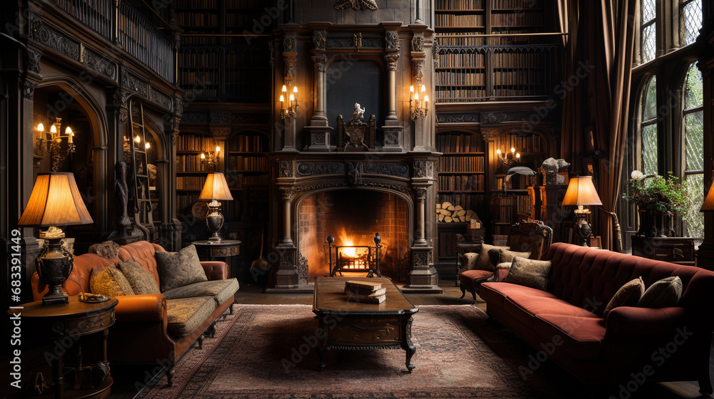 An Inviting Hotel Library with Shelves of Books, Plush Seating, and Elegant Ambiance, Offering a Tranquil Retreat for Discerning Readers and Leisure Seekers Alike An Inviting Hotel Library with Shelves of Books, Plush Seating, and Elegant Ambiance, Offering a Tranquil Retreat for Discerning Readers and Leisure Seekers Alike