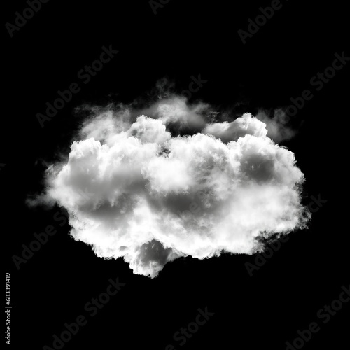 Single cloud isolated over black background, 3D illustration