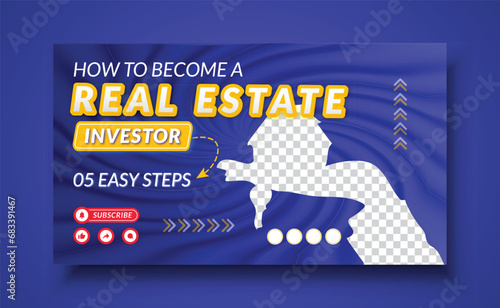 Real Estate Youtube Thumbnail Design Template and social media cover web banner design for any real estate business agency
