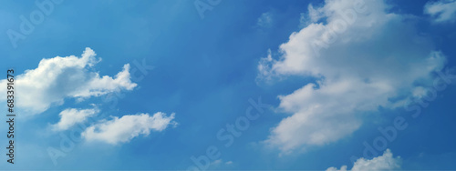 White clouds in blue sky. Soft blue sky. Background with clouds on blue sky. Sky landscape background. Blue Sky vector.