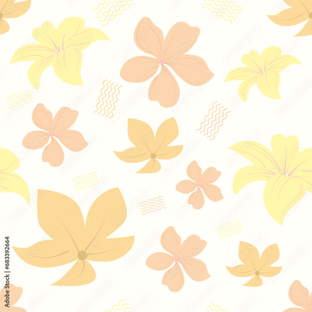 Seamless floral pattern on white background. Abstract art floral design vector illustration