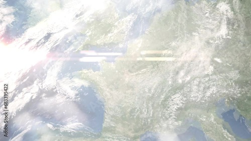 Wallpaper Mural Zoom in from space and focus on Dreux, France. 3D Animation. Background for travel intro. Elements of this image furnished by NASA Torontodigital.ca