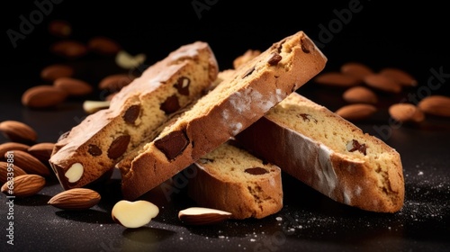 Isolated Italian Almond Biscotti - Homemade Sweet Cookie and Traditional Biscuit