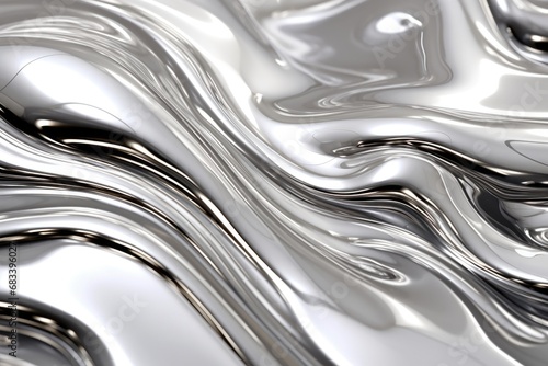 Flowing Metallic Silver Liquid - Abstract Shiny Splash with Reflective Smoothness