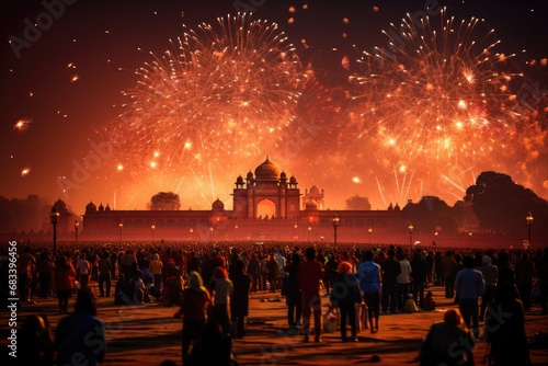 Spirit of Diwali in New Delhi, featuring the festival of fireworks as a symbol of hope, renewal, and the vibrant culture of India photo