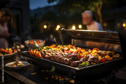 Barbecue ingredients  from marinated meats to grilled vegetables 