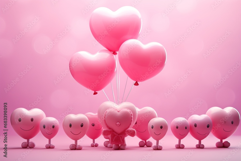  pink balloons in the shape of heart