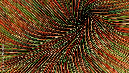 Abstract image of colored plastic villi, a vibrant symphony of colors. 3D illustration.