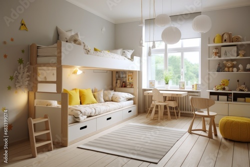 Child bedroom spacious Scandinavian  generated with AI