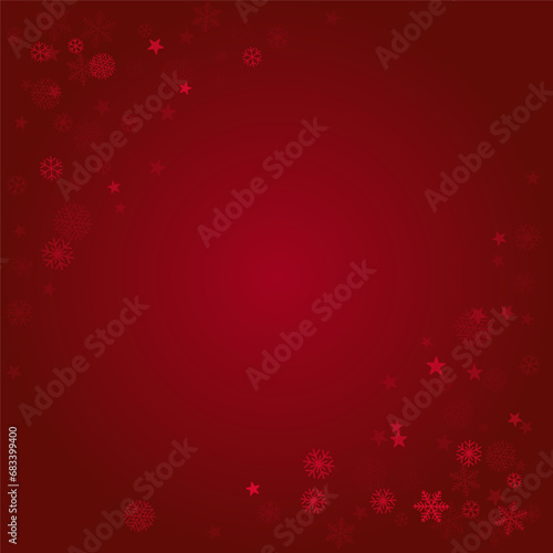 Christmas snowflakes frame vector background. Winter snow falling red decoration. Noel subtle backdrop. 