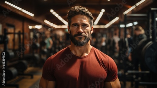 Athletic Man in Gym for Fitness Training