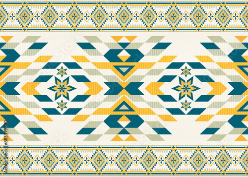 American ethnic native pattern.Traditional Navajo,Aztec,Apache,Southwest and Mexican style fabric pattern.Abstract vector motifs pattern.Design for fabric,clothing,blanket,carpet,woven,wrap,decoration