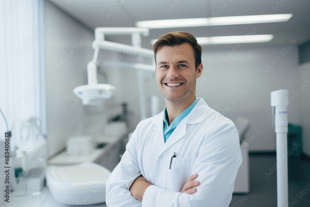 Portrait of a mature medical doctor smiling with folded arms. Portrait of a mature medical doctor smiling with folded arms.
