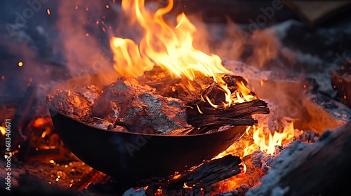campfire in the forest HD 8K wallpaper Stock Photographic Image 