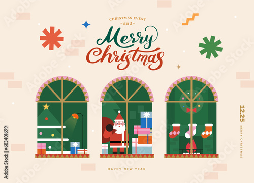 Christmas illustration. Web-Baner. POP-UP
