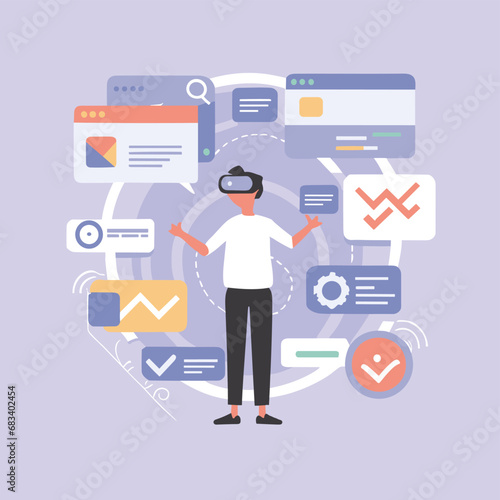 vector icons info graph illustrating VR and mixed reality VR Headset Icon  