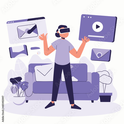 vector icons info graph illustrating VR and mixed reality VR Headset Icon  