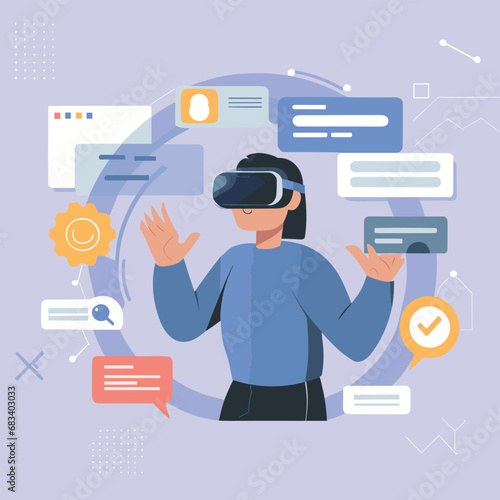 vector icons info graph illustrating VR and mixed reality VR Headset Icon  