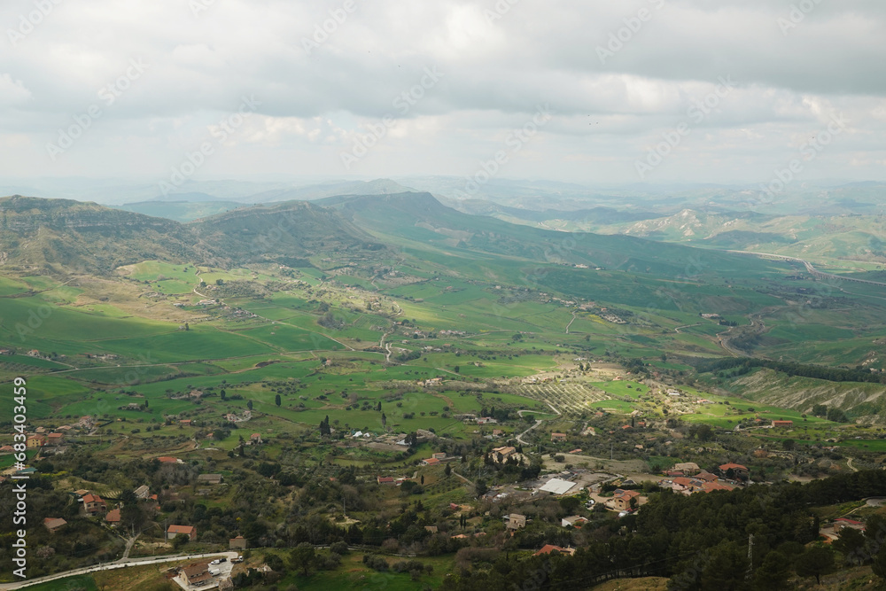 A panorama of agriculture countryside around Enna, Sicily, Italy A panorama of agriculture countryside around Enna, Sicily, Italy