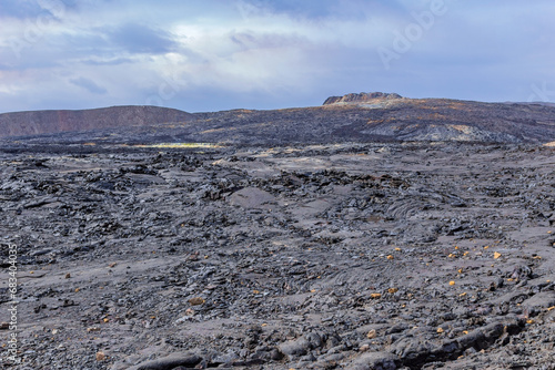 Lava rocks still cooling down near Geldingadalir Volcano photo