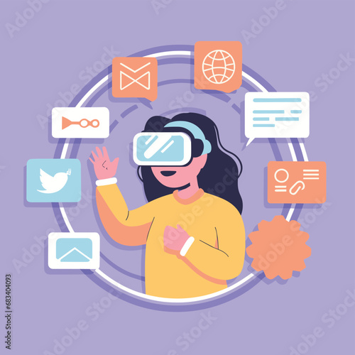 vector icons info graph illustrating VR and mixed reality VR Headset Icon  