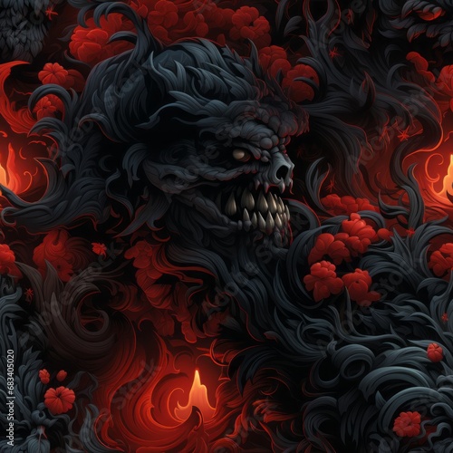 dark damned backround seamless pattern