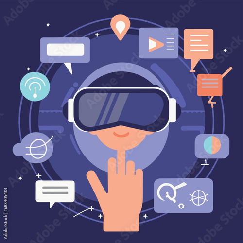 vector icons info graph illustrating VR and mixed reality VR Headset Icon  
